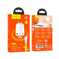 Адаптер мережевий HOCO Type-C to Type-C Cable Start three-port charger N33 |1USB/2Type-C, PD/QC, 35W/3A|