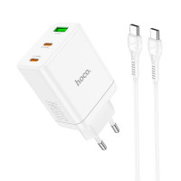 Адаптер мережевий HOCO Type-C to Type-C Cable Start three-port charger N33 |1USB/2Type-C, PD/QC, 35W/3A|