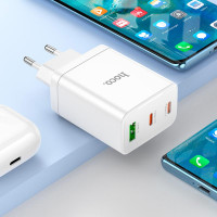 Адаптер мережевий HOCO Type-C to Type-C Cable Start three-port charger N33 |1USB/2Type-C, PD/QC, 35W/3A|