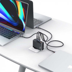 Адаптер мережевий USAMS T50 100w 4 Ports Gan Fast Charger US-CC163 |1USB/3Type-C, 100W/5A, PD/Q|