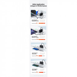 Адаптер мережевий USAMS T50 100w 4 Ports Gan Fast Charger US-CC163 |1USB/3Type-C, 100W/5A, PD/Q|