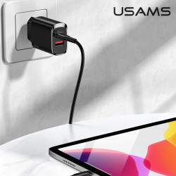 Адаптер мережевий USAMS T35 Fast Charger US-CC121 |1USB/1Type-C, 20W, PD3.0/QC|