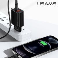 Адаптер мережевий USAMS T35 Fast Charger US-CC121 |1USB/1Type-C, 20W, PD3.0/QC|