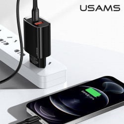 Адаптер мережевий USAMS T35 Fast Charger US-CC121 |1USB/1Type-C, 20W, PD3.0/QC|