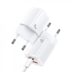 Адаптер мережевий USAMS T37 Super si Fast Charger US-CC128 |1USB/1Type-C, 20W, PD3.0/QC|
