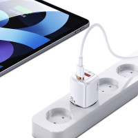 Адаптер мережевий USAMS T37 Super si Fast Charger US-CC128 |1USB/1Type-C, 20W, PD3.0/QC|