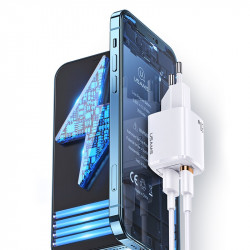Адаптер мережевий USAMS T37 Super si Fast Charger US-CC128 |1USB/1Type-C, 20W, PD3.0/QC|