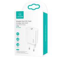 Адаптер мережевий USAMS T39 Single Port PD Fast Charger US-CC131 |1Type-C, 20W, PD3.0|