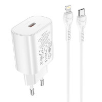 Адаптер мережевий Hoco Type-C to Lightning Cable Jetta charger set N22 |Type-C, 25W/3A, PD|