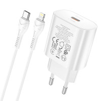 Адаптер мережевий Hoco Type-C to Lightning Cable Jetta charger set N22 |Type-C, 25W/3A, PD|