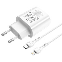 Адаптер мережевий Hoco Type-C to Lightning Cable Jetta charger set N22 |Type-C, 25W/3A, PD|