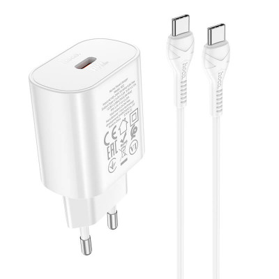 Адаптер мережевий HOCO Type-C to Type-C Cable Jetta charger set N22 |Type-C, 25W/3A, PD|