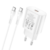 Адаптер мережевий HOCO Type-C to Type-C Cable Jetta charger set N22 |Type-C, 25W/3A, PD|