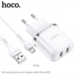 Адаптер мережевий Hoco Micro USB cable Aspiring dual port charger set N4 |2USB, 2.4A|