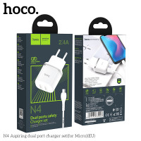 Адаптер мережевий Hoco Micro USB cable Aspiring dual port charger set N4 |2USB, 2.4A|