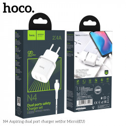 Адаптер мережевий Hoco Micro USB cable Aspiring dual port charger set N4 |2USB, 2.4A|