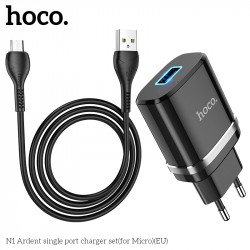 Адаптер мережевий Hoco Micro USB cable Ardent charger set N1 |1USB, 2.4A| (Safety Certified)