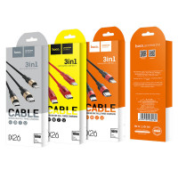 Кабель Hoco Combo Micro USB / Lightning / Type-C Xpress one pull three charging cable X26 |1m, 2A|