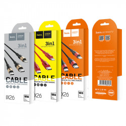 Кабель Hoco Combo Micro USB / Lightning / Type-C Xpress one pull three charging cable X26 |1m, 2A|