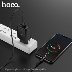Адаптер мережевий Hoco Micro USB cable vigour N2 |1USB, 2.1A| (Safety Certified)