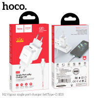 Адаптер мережевий Hoco Type-C cable Vigour N2 |1USB, 2.1A| (Safety Certified)