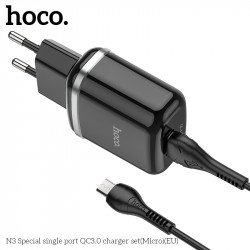 Адаптер мережевий Hoco Micro USB Cable Special FCP, AFC N3 |1USB, 18W/3A, QC3.0| (Safety Certified)