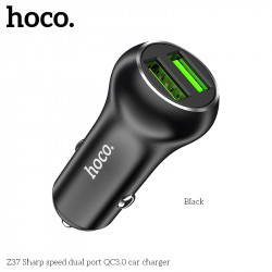 Адаптер автомобільний Hoco Sharp speed dual port Car charger Z37 |2USB, QC3.0, 3A, 36W|