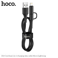 Кабель Hoco Combo Micro USB / Lightning Cool dual 2 in 1 charging data cable X54 |1M, 2.4A|