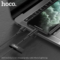 Кабель Hoco Combo Micro USB / Lightning Cool dual 2 in 1 charging data cable X54 |1M, 2.4A|