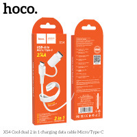 Кабель Hoco Combo Micro USB / Type-C Cool dual 2 in 1 charging data cable X54 |1M, 2.4A|
