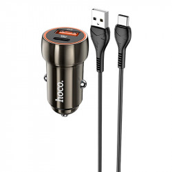 Адаптер автомобільний Hoco Type-C Cable Blue whale Car charger set Z46A |1USB/Type-C, PD/QC, 30W/3A|