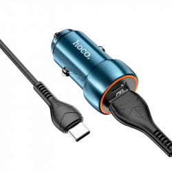 Адаптер автомобільний Hoco Type-C Cable Blue whale Car charger set Z46A |1USB/Type-C, PD/QC, 30W/3A|