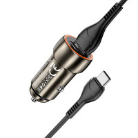 Адаптер автомобільний Hoco Type-C Cable Blue whale Car charger set Z46A |1USB/Type-C, PD/QC, 30W/3A|