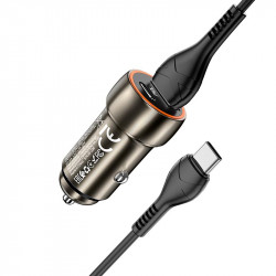 Адаптер автомобільний Hoco Type-C Cable Blue whale Car charger set Z46A |1USB/Type-C, PD/QC, 30W/3A|