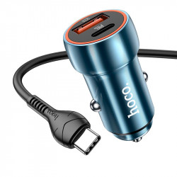 Адаптер автомобільний Hoco Type-C Cable Blue whale Car charger set Z46A |1USB/Type-C, PD/QC, 30W/3A|