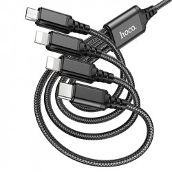 Кабель Hoco Combo 4-in-1 2lightning + Type-C + Micro USB Super charging cable X76 |1M, 2A|