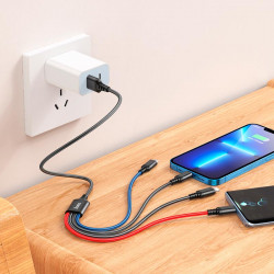 Кабель Hoco Combo 4-in-1 2lightning + Type-C + Micro USB Super charging cable X76 |1M, 2A|