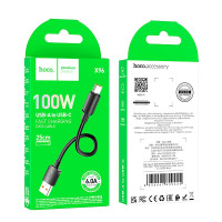 Кабель Hoco Type-C Hyper charging data cable X96 |0.25M, 100W/6A|