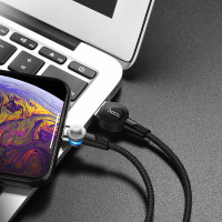 Кабель Hoco Магнітний Lightning Rotatable plug S8 |1.2m, 2.4A|