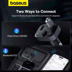 Адаптер автомобільний Baseus S-09 Lite Series Car FM Transmitter Cluster |2USB/1Type-c, PD/18W|