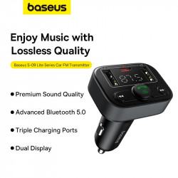 Адаптер автомобільний Baseus S-09 Lite Series Car FM Transmitter Cluster |2USB/1Type-c, PD/18W|