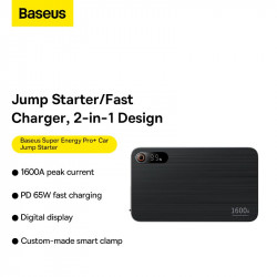 Пусковий пристрій (бустер) для авто Baseus Super Energy Pro Black+ Car Jump Starter 1600A