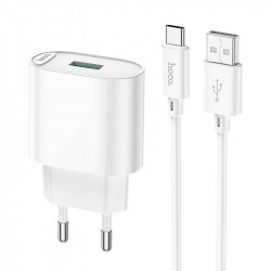Адаптер мережевий Hoco Type-C Cable Fighter single port charger C109A |1USB, 18W/3A, QC|