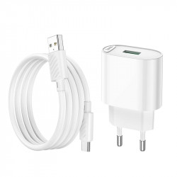 Адаптер мережевий Hoco Type-C Cable Fighter single port charger C109A |1USB, 18W/3A, QC|
