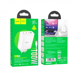 Адаптер мережевий HOCO Leader Type-C to Type-C Cable four-port (3c1a) fast charger set N31 |4Type-C/1USB, 100W/5A, PD/QC|