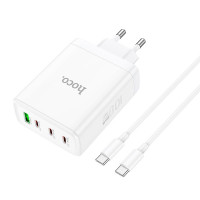 Адаптер мережевий HOCO Leader Type-C to Type-C Cable four-port (3c1a) fast charger set N31 |4Type-C/1USB, 100W/5A, PD/QC|