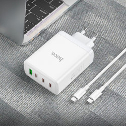 Адаптер мережевий HOCO Leader Type-C to Type-C Cable four-port (3c1a) fast charger set N31 |4Type-C/1USB, 100W/5A, PD/QC|