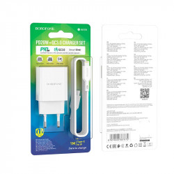 Адаптер мережевий BOROFONE Type-C to Lightning Cable Resource charger BA69A |1USB/1Type-C, 20W/3A, PD/QC|