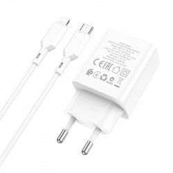 Адаптер мережевий BOROFONE Type-C to Lightning Cable Resource charger BA69A |1USB/1Type-C, 20W/3A, PD/QC|