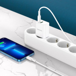 Адаптер мережевий BOROFONE Type-C to Lightning Cable Resource charger BA69A |1USB/1Type-C, 20W/3A, PD/QC|
